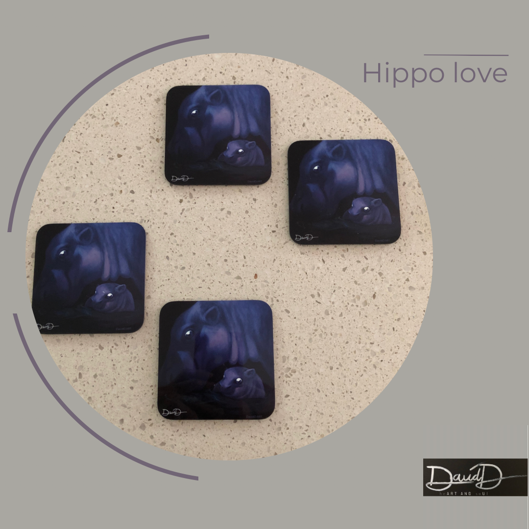 Hippo love (set of 4)