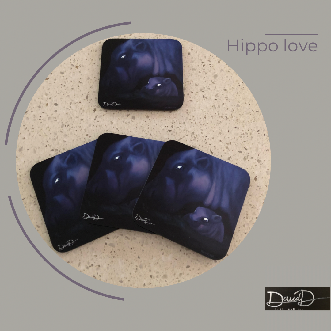 Hippo love (set of 4)