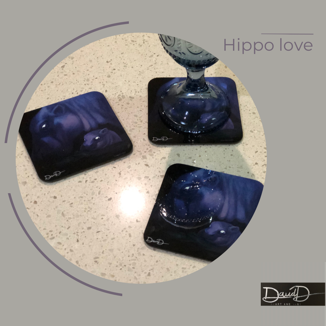 Hippo love (set of 4)