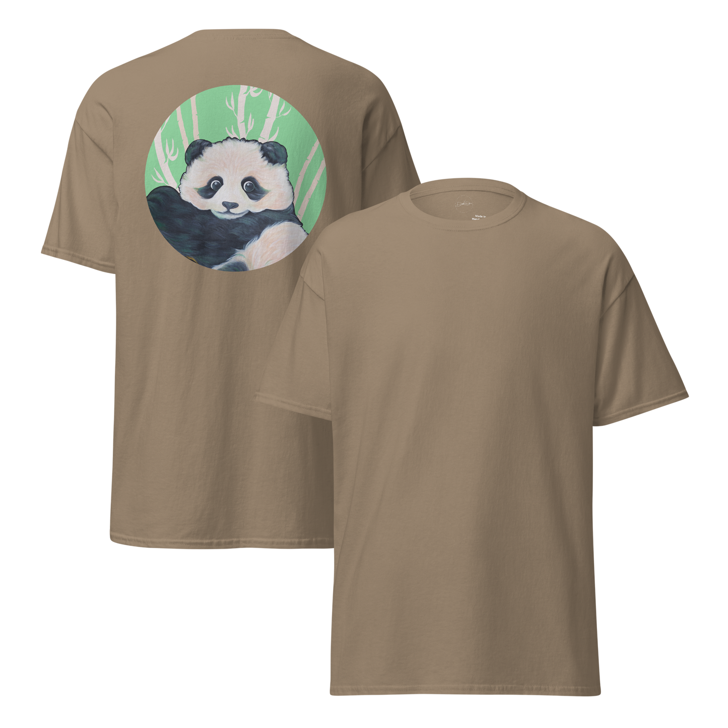 Unisex classic tee with Panda back design green