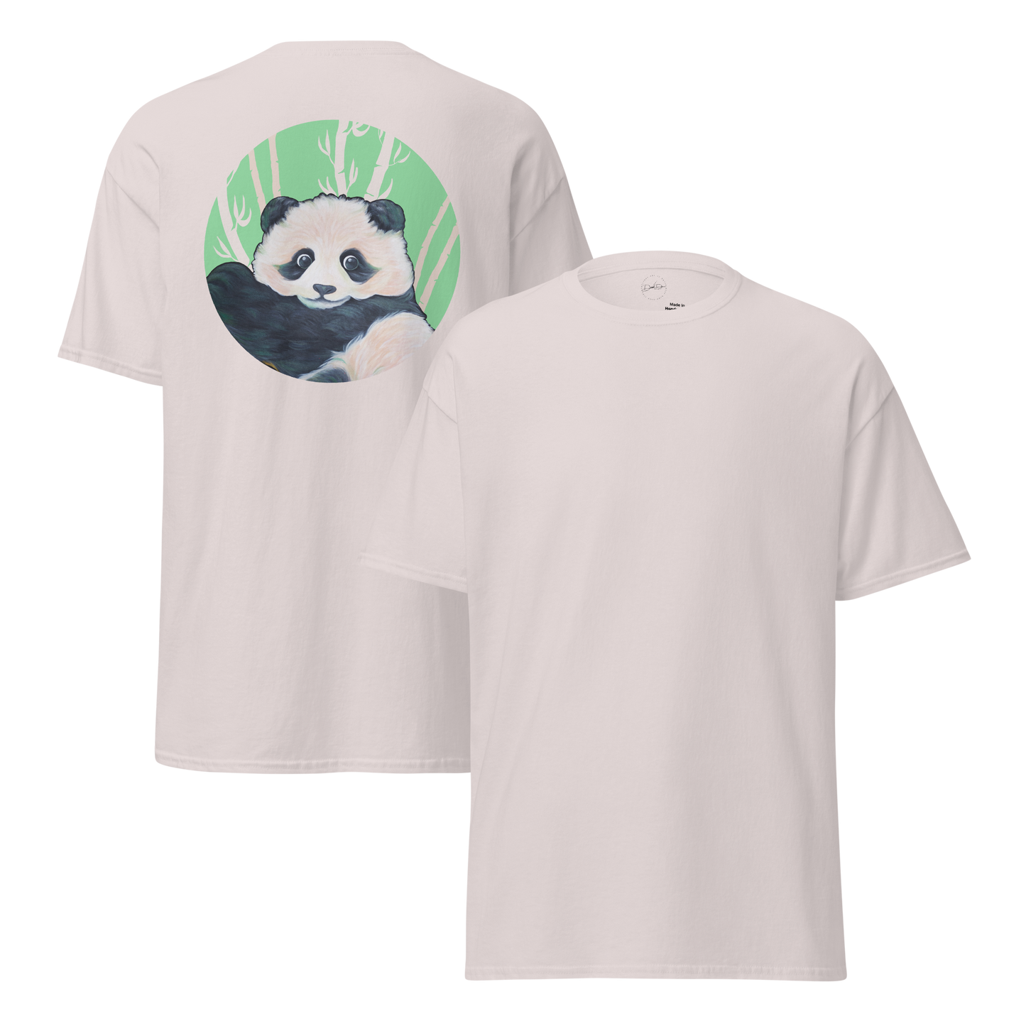 Unisex classic tee with Panda back design green