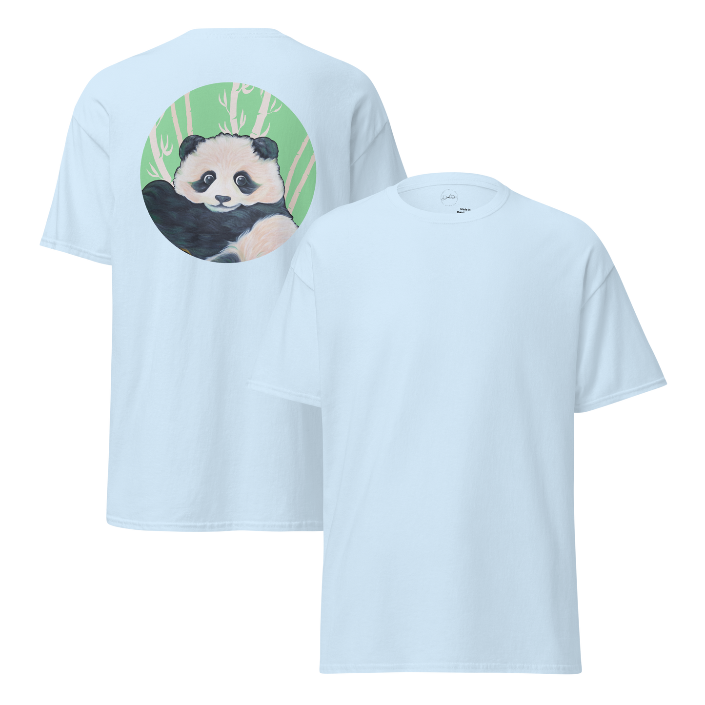 Unisex classic tee with Panda back design green