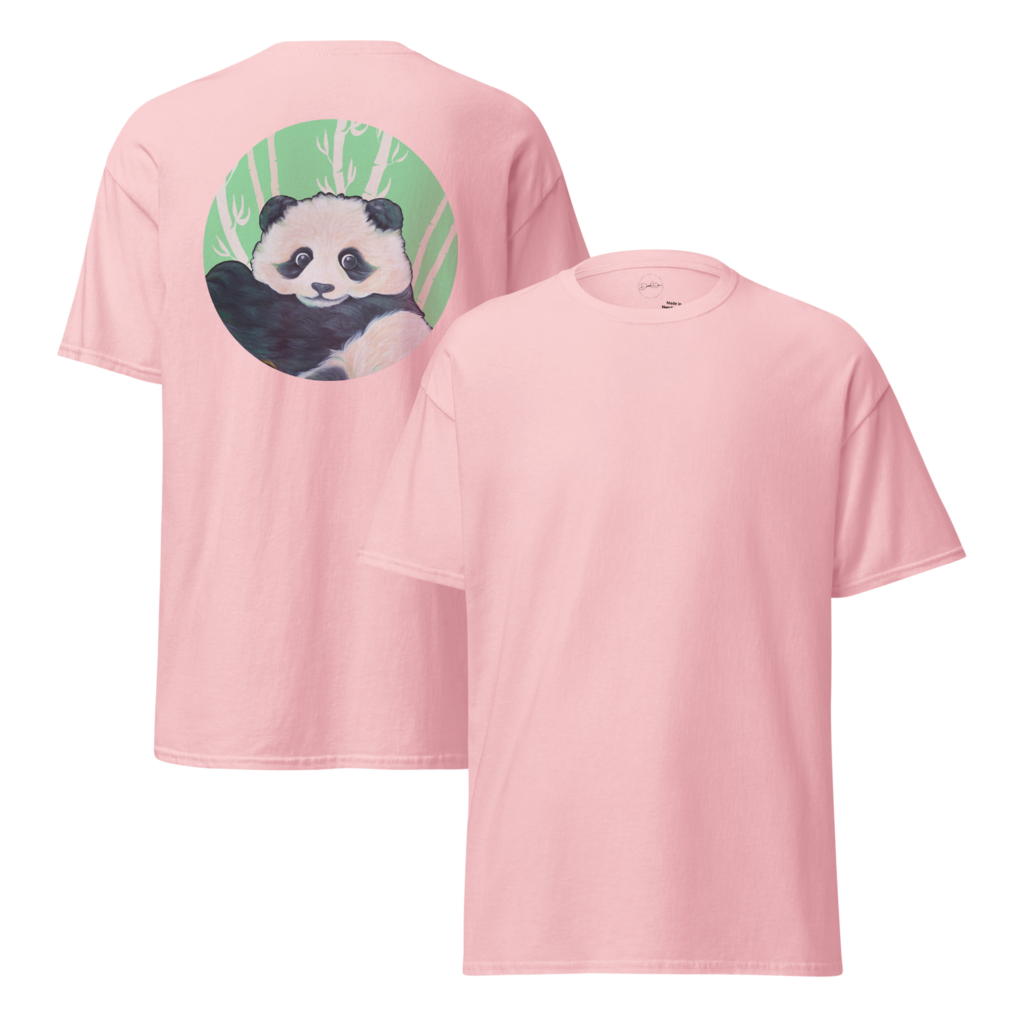 Unisex classic tee with Panda back design green